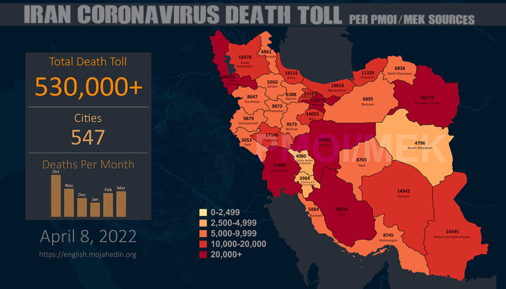 Infographic-PMOI-MEK reports over 530,000 coronavirus (COVID-19) deaths in Iran