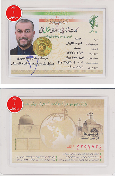 hossein amirabdollahian basij card