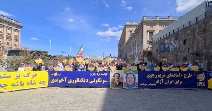 Freedom loving Iranians - Iranian opposition MEK supporters - Swedish Parliament - Stockholm, Sweden - June 10, 2023 - supporting protests inside Iran