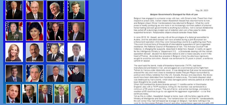 American dignitaries strongly criticize prisoner-swap agreement between the Iranian regime and Belgium 