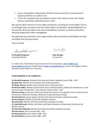 Australian Supporters of Democracy in Iran Letter Sept 20, 2024 images 1
