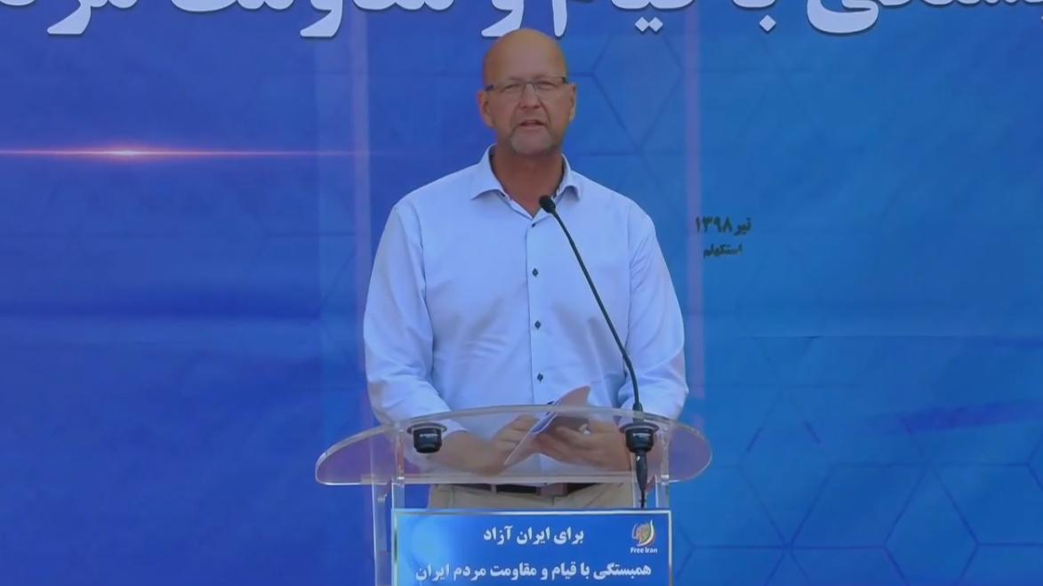 Swedish MP Magnus Oscarsson at the Stockholm demonstration