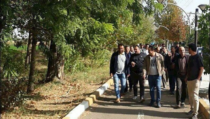 Alborz Industrial Complex workers holding a protest rally