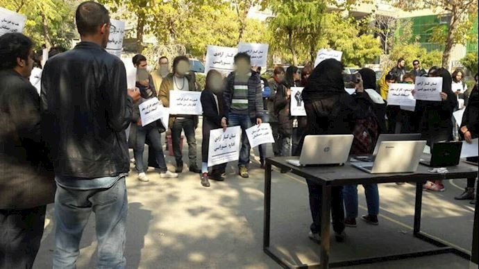 Tehran- Art University rally in support of protesting workers in Khuzestan Province, southwest Iran