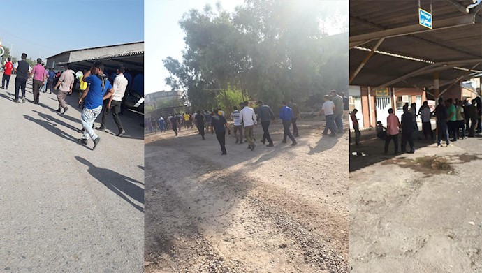 Shush, Iran-Aug 20-Workers of Haft-Tappeh Sugarcane company protest nonpayment of their salaries