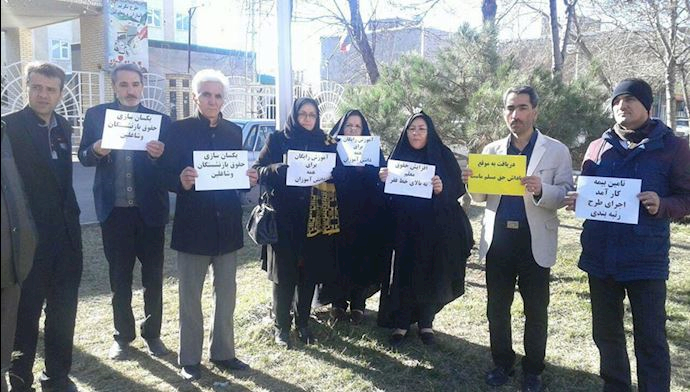 Teachers holding a rally in Ardabil, northwest Iran