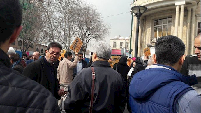 Caspian credit firm clients holding a protest rally in Tehran, Iran – February 25, 2019
