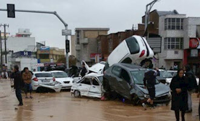 Damages after floods in Shiraz, south-central Iran