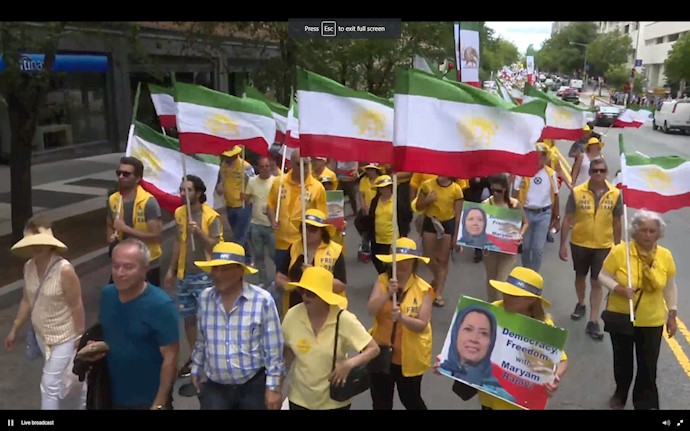 Thousands of Iranians supporters of the opposition rallied in Washington DC demanding regime change in Iran Thousands of Iranians supporters of the opposition rallied in Washington DC demanding regime change in Iran