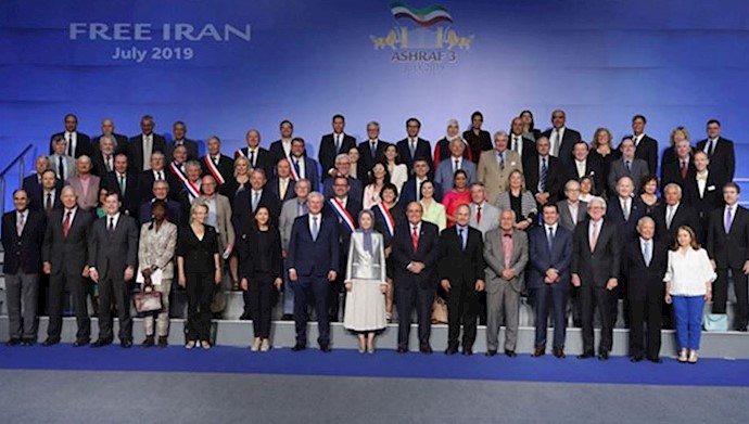 Prominent international dignitaries joining Iranian opposition President Maryam Rajavi at a conference in Ashraf 3 - Tirana, Albania - July 12, 2019 Prominent international dignitaries joining Iranian opposition President Maryam Rajavi