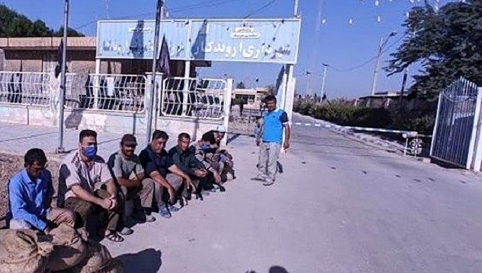 Municipal workers protest in the city of Aravnd Kenar, southwest Iran