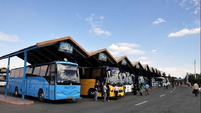 Bus drivers on strike in the city of Bushehr, southern Iran