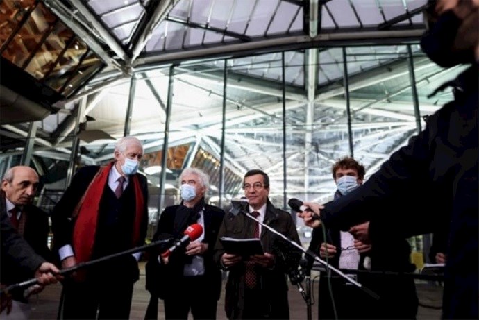 Farzin Hashemi, the legal representative of the NCRI, at a press conference at the Antwerp court in Belgium.