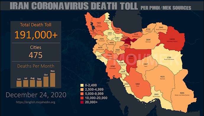 Infographic-PMOI-MEK reports over 191,000 coronavirus (COVID-19) deaths in Iran