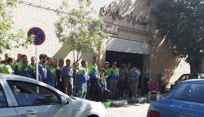 Protest rally by railway workers in Mashhad Protest rally by railway workers in Mashhad