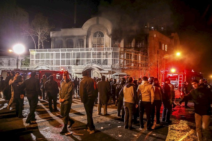 Ghalibaf was among the senior regime officials who instigated an attack against the Saudi embassy in Tehran on January 2, 2016 Ghalibaf was among the senior regime officials who instigated an attack against the Saudi embassy in Tehran on January 2, 2016