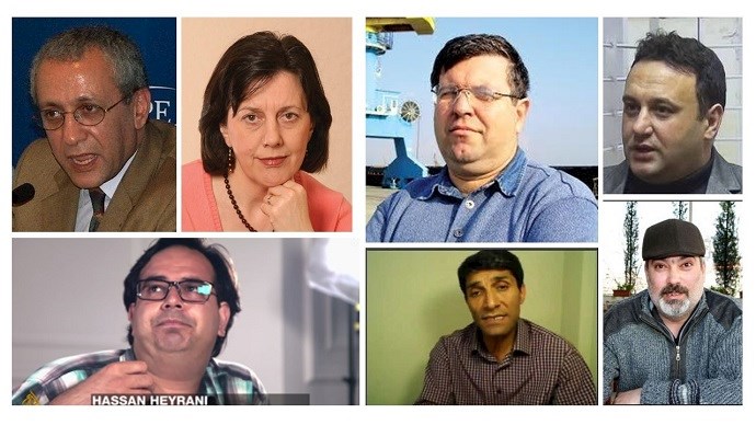 From left, London-based MOIS agents Massoud Khodabandeh and his wife Anne Singleton, local agents Gjergji Thanasi and Olsi Jazexhi, and Hassan Heyrani, Gholamreza Shekari and Ehsan Bidi in Albania, participate in coordinated measures aiming to demonize the MEK and to justify the Iranian regime’s terrorist activities.