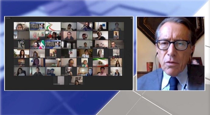 Giulio Terzi, former Italian Foreign Minister, at an online event calling for international support for a free Iran, imposing sanctions targeting the regime & holding the mullahs accountable for their ongoing crimes—September 18, 2020