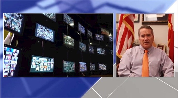 Jody Hice, member of the U.S. House of Representatives, at an online event calling for international support for a free Iran, imposing sanctions targeting the regime & holding the mullahs accountable for their ongoing crimes—September 18, 2020