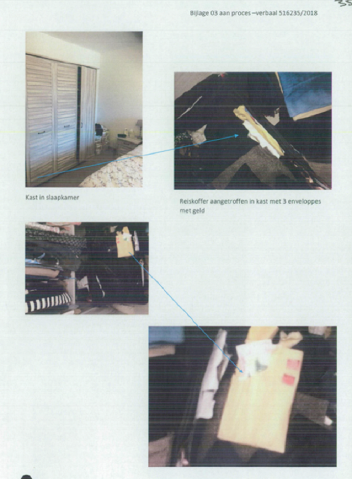 35,000 euro’s cash was found by the police in Nasimeh Naami’s home in Wilrijk district of Antwerp. 