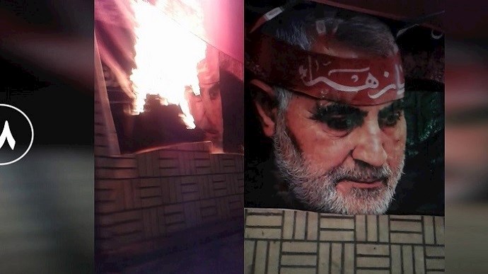 Mashhad – Torching Qassem Soleimani’s banner – February 10, 2021 Mashhad – Torching Qassem Soleimani’s banner – February 10, 2021