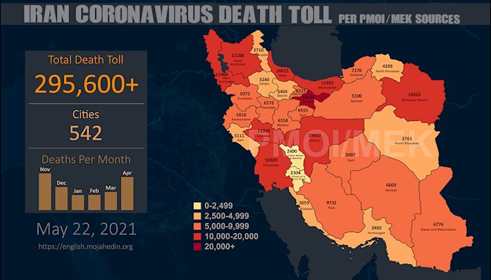 Infographic-PMOI/MEK reports over 295,600 coronavirus (COVID-19) deaths in Iran