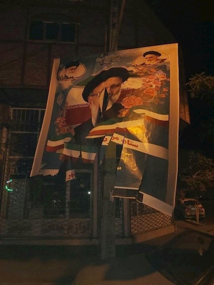 Iranian people are ripping posters of presidential candidate and mass murderer Ebrahim Raisi across the country