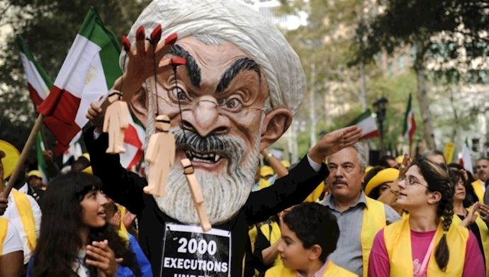  'A scene of the “No to Rouhani” rally held by supporters of the Iranian opposition PMOI/MEK in New York on the sidelines of the United Nations General Assembly – September 24, 2019'
